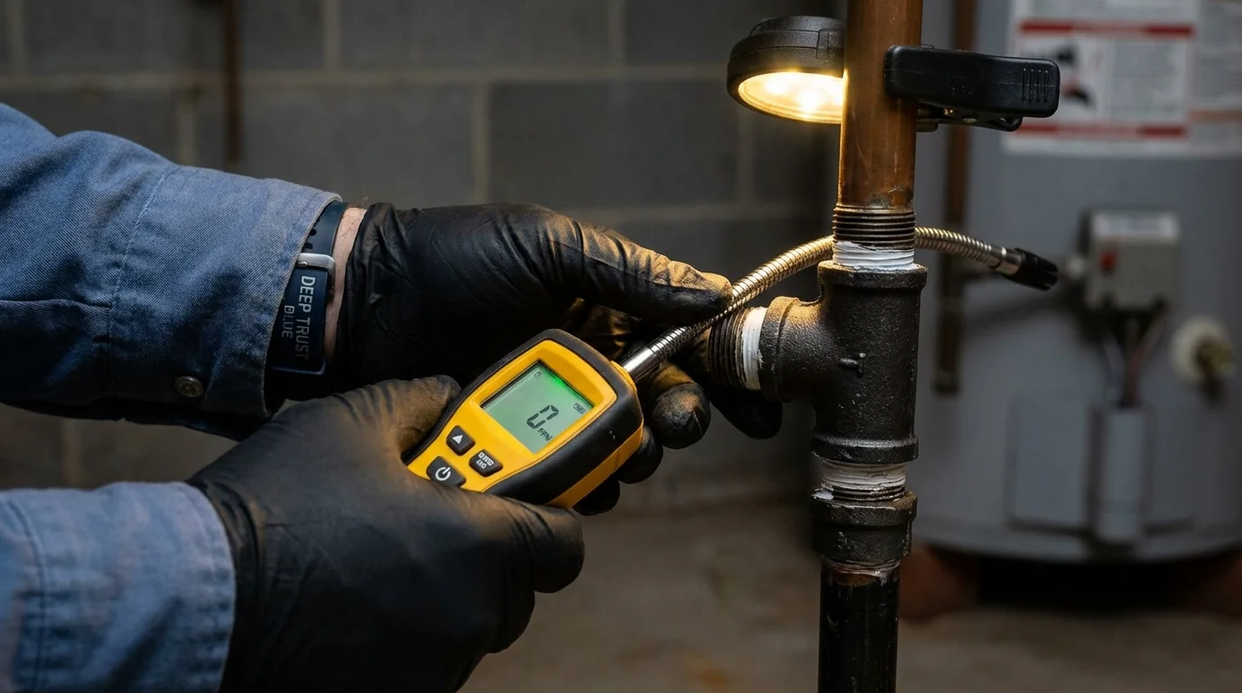 Gas leak detection with electronic sniffer by Johns Plumbing LLC in Princess Anne