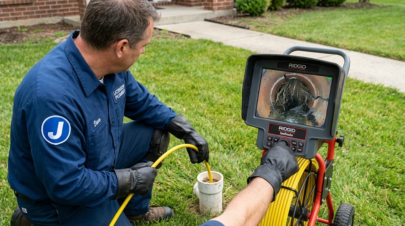 Sewer camera inspection being performed by Johns Plumbing LLC in Princess Anne